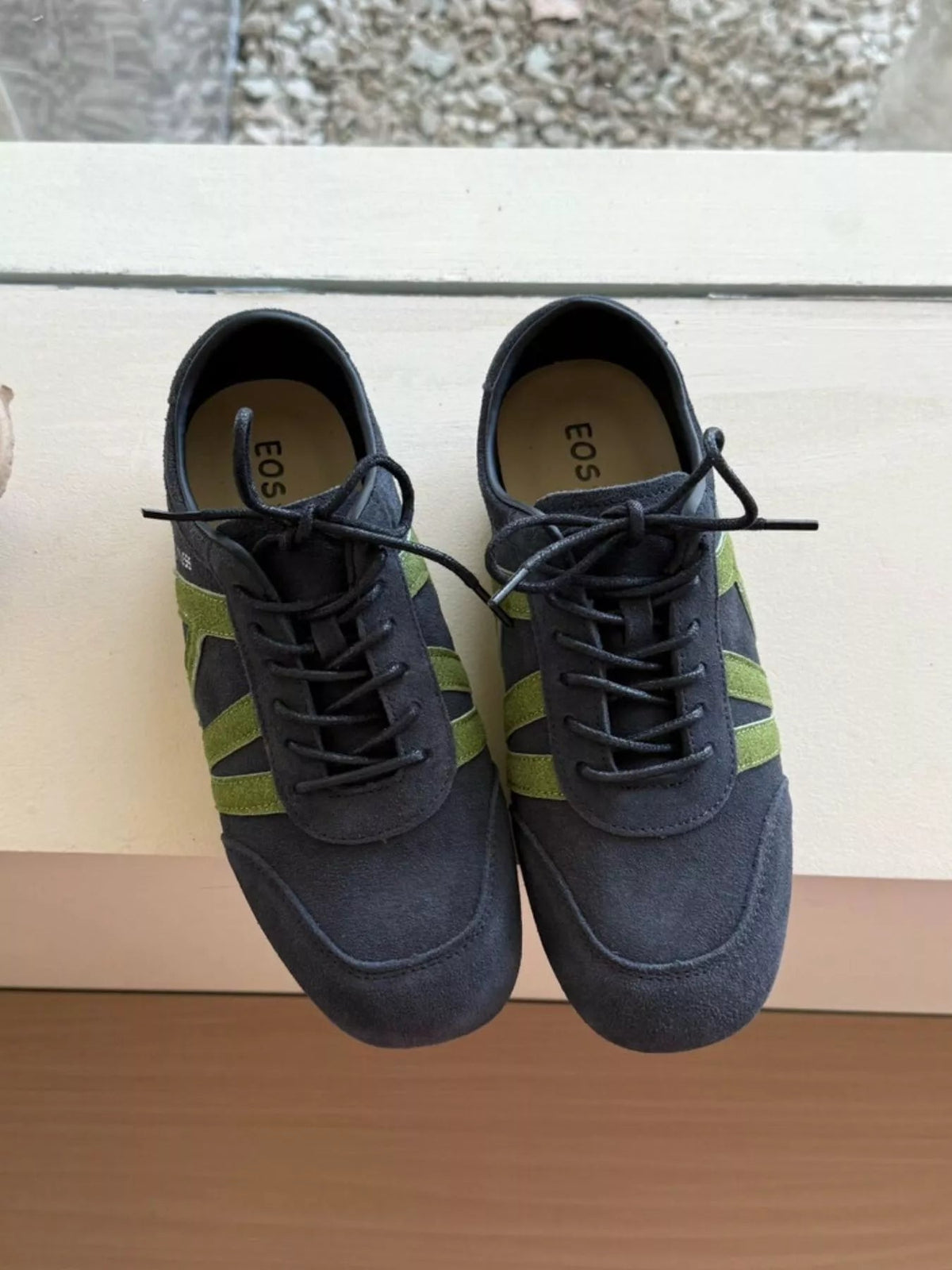 Women's casual suede and nylon lace-up flat sneakers by Plush Fashion Hub, featuring a comfortable and stylish shoe design.