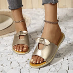 Women’s casual open-toe faux leather flats with cutout details, summer sandals by Trendsi, perfect for comfortable warm-weather wear.