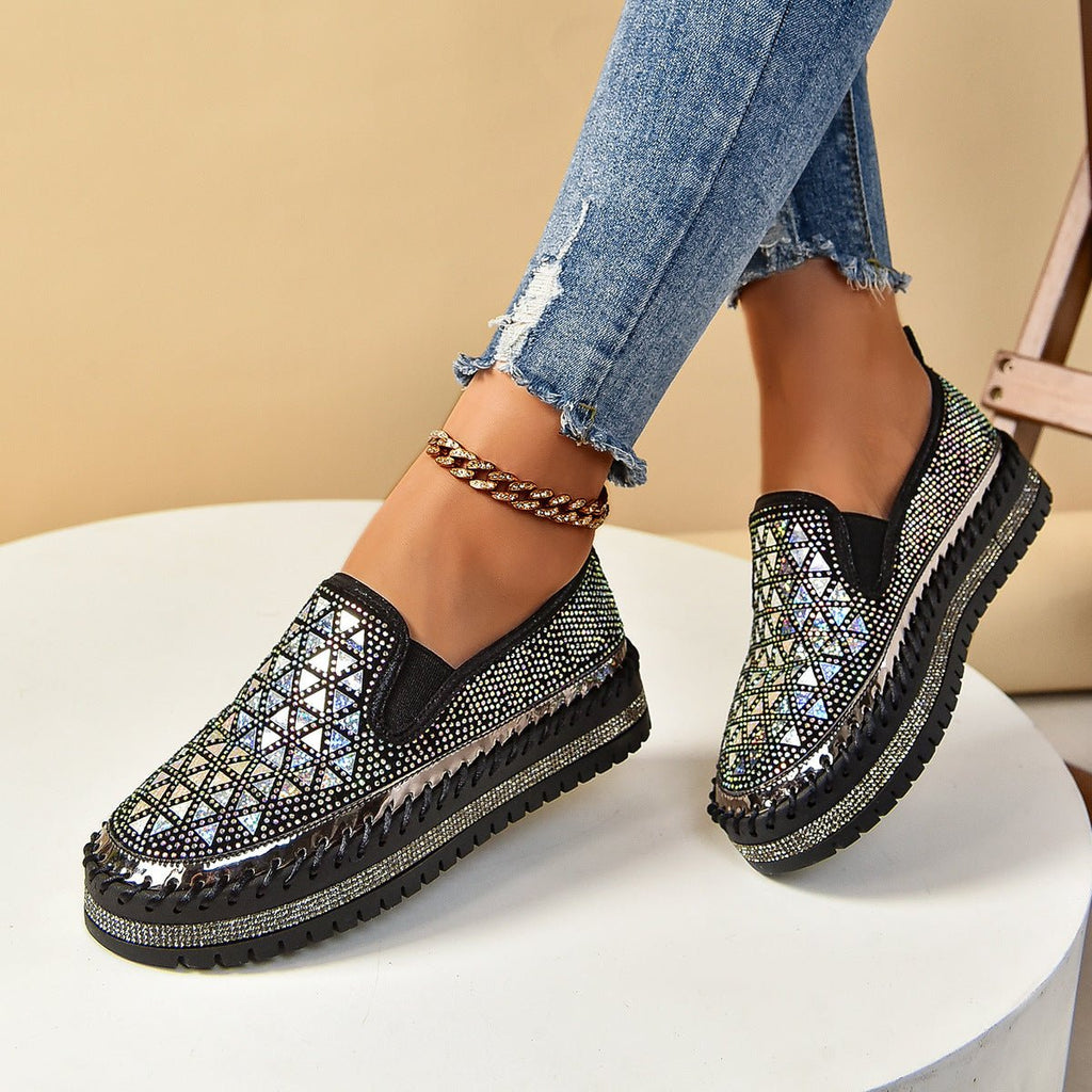 Casual women's sneakers with thick soles and flat design, ideal for all seasons, by Plush Fashion Hub.