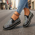 Casual women's sneakers with thick soles and flat pedal design, stylish footwear from Plush Fashion Hub.