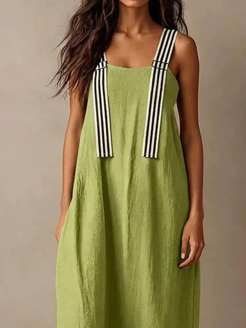Striped straps midi dress by Shopimist featuring a fitted silhouette and stylish pattern, perfect for summer casual wear.