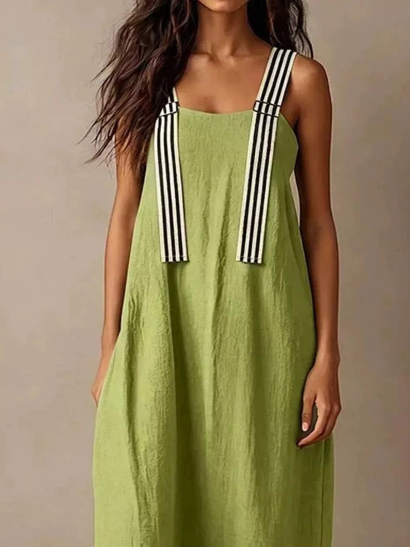 Striped straps midi dress by Shopimist featuring a fitted silhouette and stylish pattern, perfect for summer casual wear.