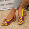 Open toe block heel sandals by Trendsi, stylish footwear with a modern open toe design and chunky heel for added comfort.