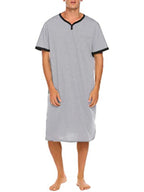 Men's plus size loungewear set with contrast trim, short sleeves, comfortable fabric, designed for relaxed wear.