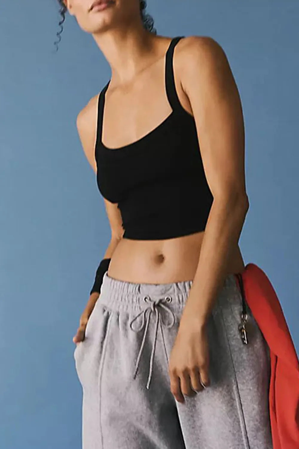 Trendsi scoop neck active tank top in breathable fabric, perfect for workout or casual wear, shown in black against a white background.