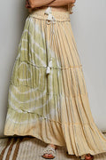 Shopimist shimmer tiered reverse ruffle maxi skirt with smocked waist, flowing design, perfect for elegant summer outfits
