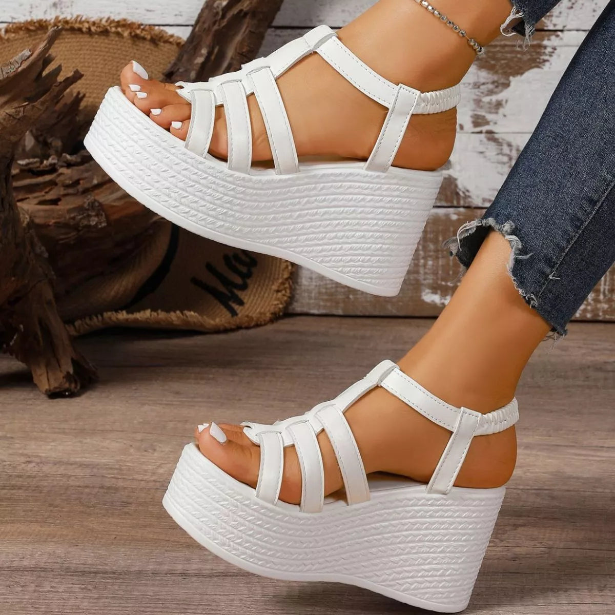 Open toe wedge sandals by Shopimist featuring stylish design and comfortable heel height, perfect for summer outfits.