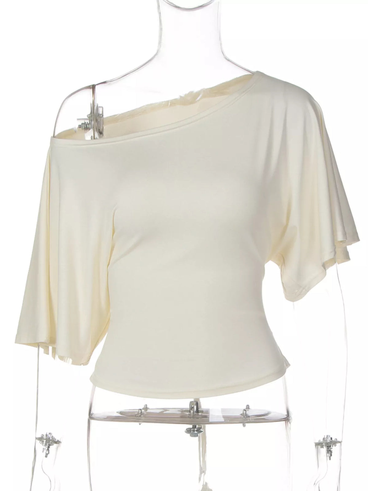 Plush Fashion Hub boat neck short sleeve T-shirt in soft fabric, featuring a classic fit and stylish design.
