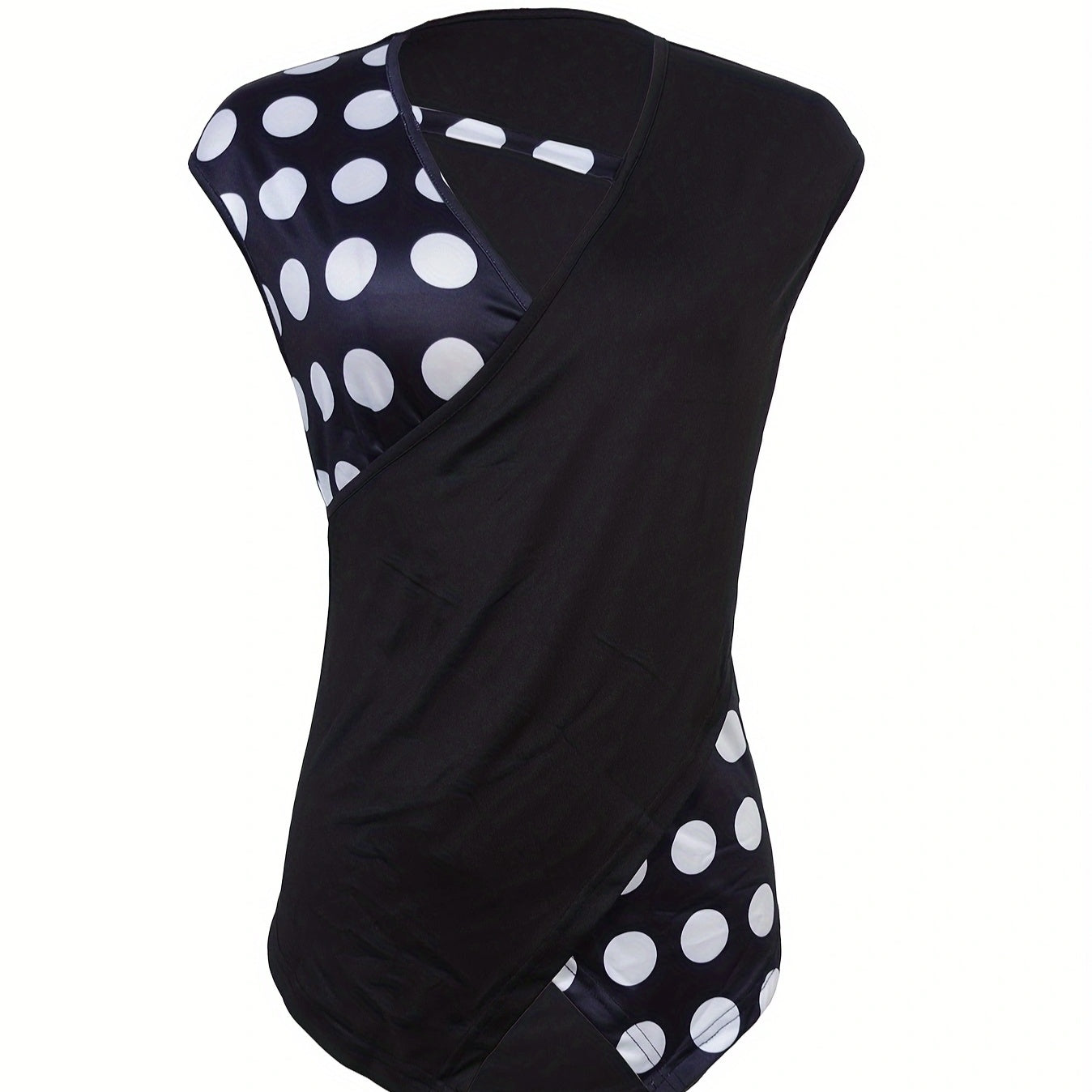 Women's sleeveless collar shirt top with a unique design, casualwear by FitiqueFit, featuring stylish details and comfortable fit.