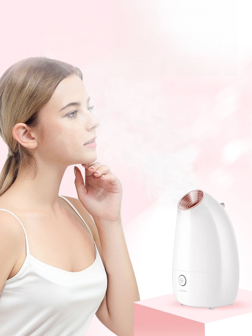 Trendsi professional automatic facial steamer for deep pore cleansing and skin hydration, showing steam nozzle and control panel.