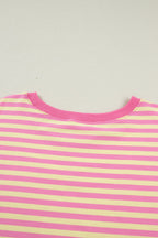 Plus size loungewear set featuring a striped boxy top and matching bottoms from Threaded Pear Lilliana Stripe Boxy PLUS Set.
