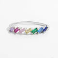 925 Sterling Silver Contrast Zircon Ring featuring a sleek band with sparkling zircon accents on a white background