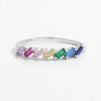 925 Sterling Silver Contrast Zircon Ring featuring a sleek band with sparkling zircon accents on a white background