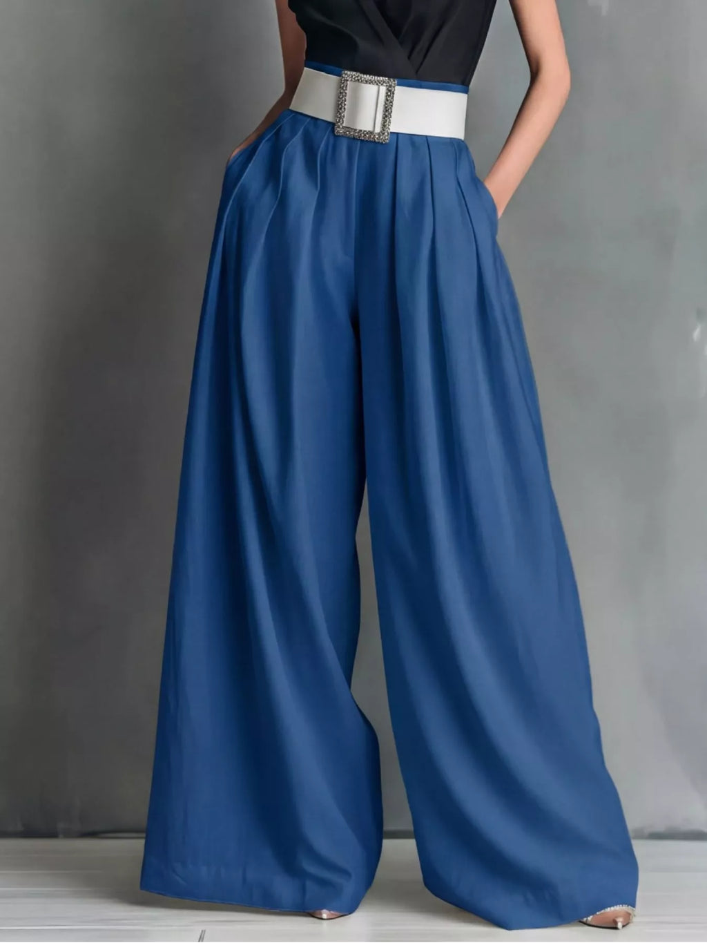 High-waisted wide-leg pants by Shopimist displayed on a model, showcasing the relaxed fit and stylish silhouette.