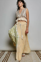 Shopimist POL shimmer tiered maxi skirt with reverse ruffle design and smocked waist, featuring a flowing, elegant silhouette.