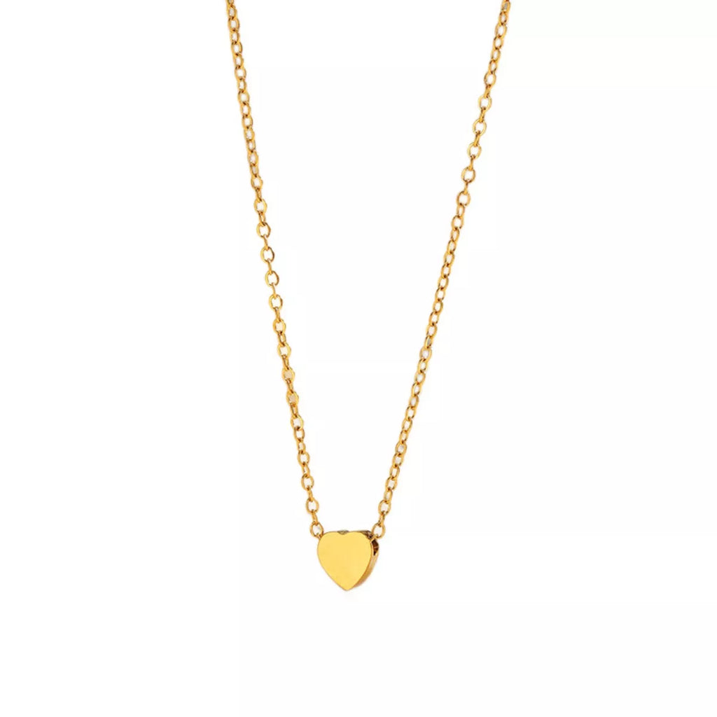 18K gold-plated heart pendant necklace from Shopimist, close-up of the sleek heart-shaped charm hanging on a delicate chain