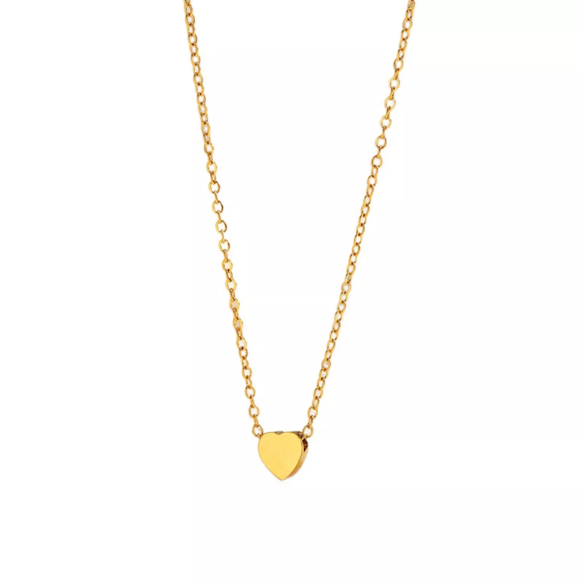 18K gold-plated heart pendant necklace from Shopimist, close-up of the sleek heart-shaped charm hanging on a delicate chain