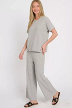 Zenana viscose round neck top and pants set in soft fabric, casual lounge outfit, stylish and comfortable for everyday wear