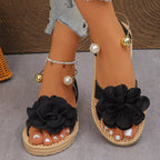 Shopimist flower open toe sandals with floral design, featuring a stylish open-toe style and comfortable slip-on fit.