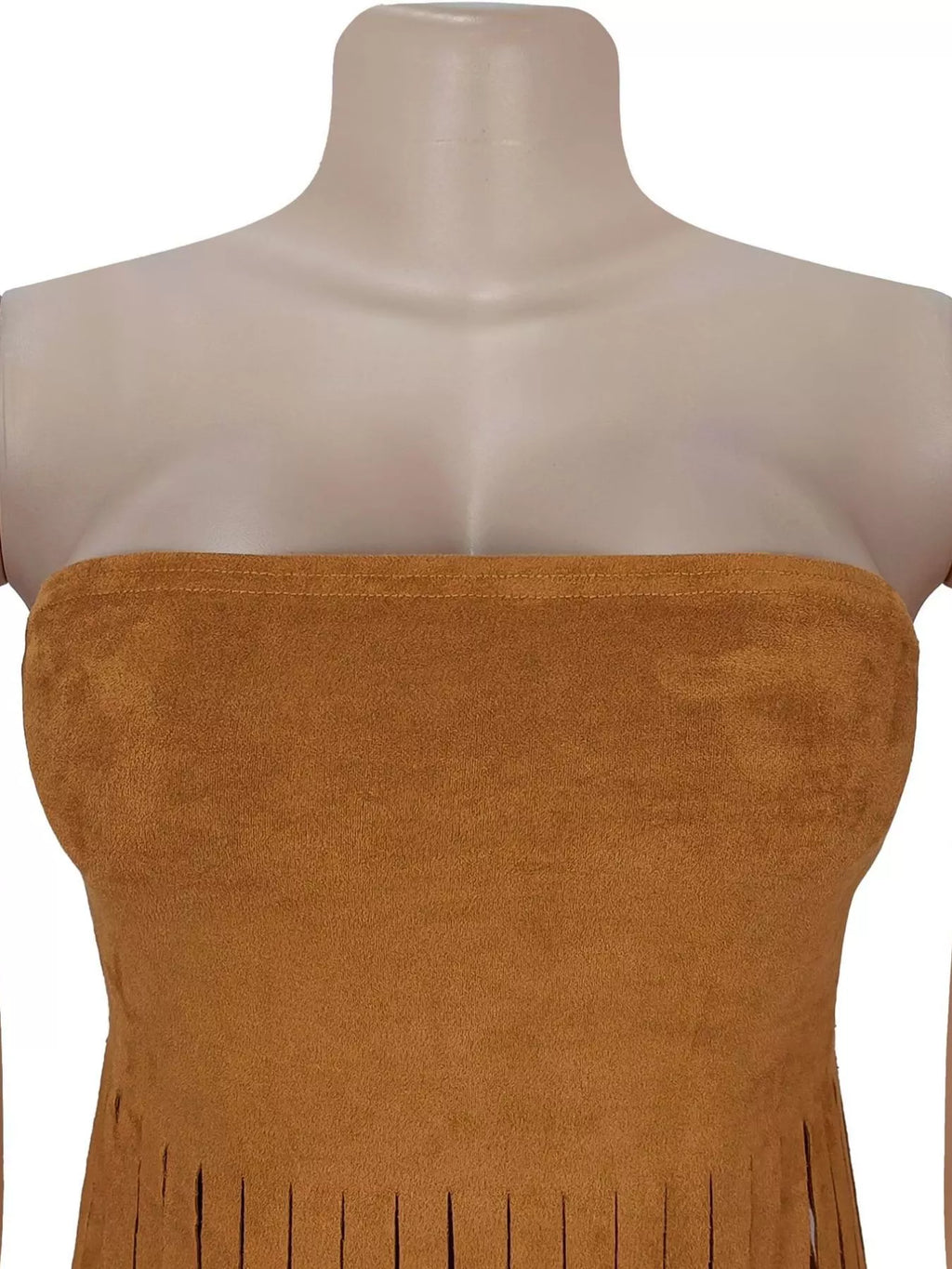 Trendsi fringe trim tube top with decorative rings, featuring a stylish design and lightweight fabric, shown on a model.