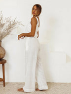 Square neck sleeveless top and matching pants set by Shopimist, featuring a stylish, coordinated outfit in a light fabric.