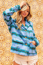Shopimist BiBi Flap Pockets vintage plaid brushed jacket with front flap pockets and classic design.