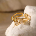 18K gold-plated bow open ring with delicate design, stylish jewelry piece by Shopimist.