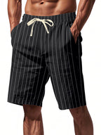 Men's full size striped drawstring casual shorts by Trendsi, featuring a relaxed fit and comfortable waistband in a stylish design.