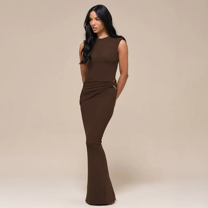 FitiqueFit sleeveless bodycon dress with back split, high waist sheath style, perfect casualwear for stylish, fitted look.