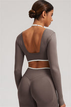 Fitglutes Activewear long sleeve crop top and leggings 2-piece set, stylish gymwear for workouts and active lifestyles.