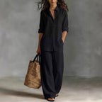 Women's bohemian cotton-blend top and pants set from FitiqueFit, casual resort lounge co-ord in relaxed, stylish design.