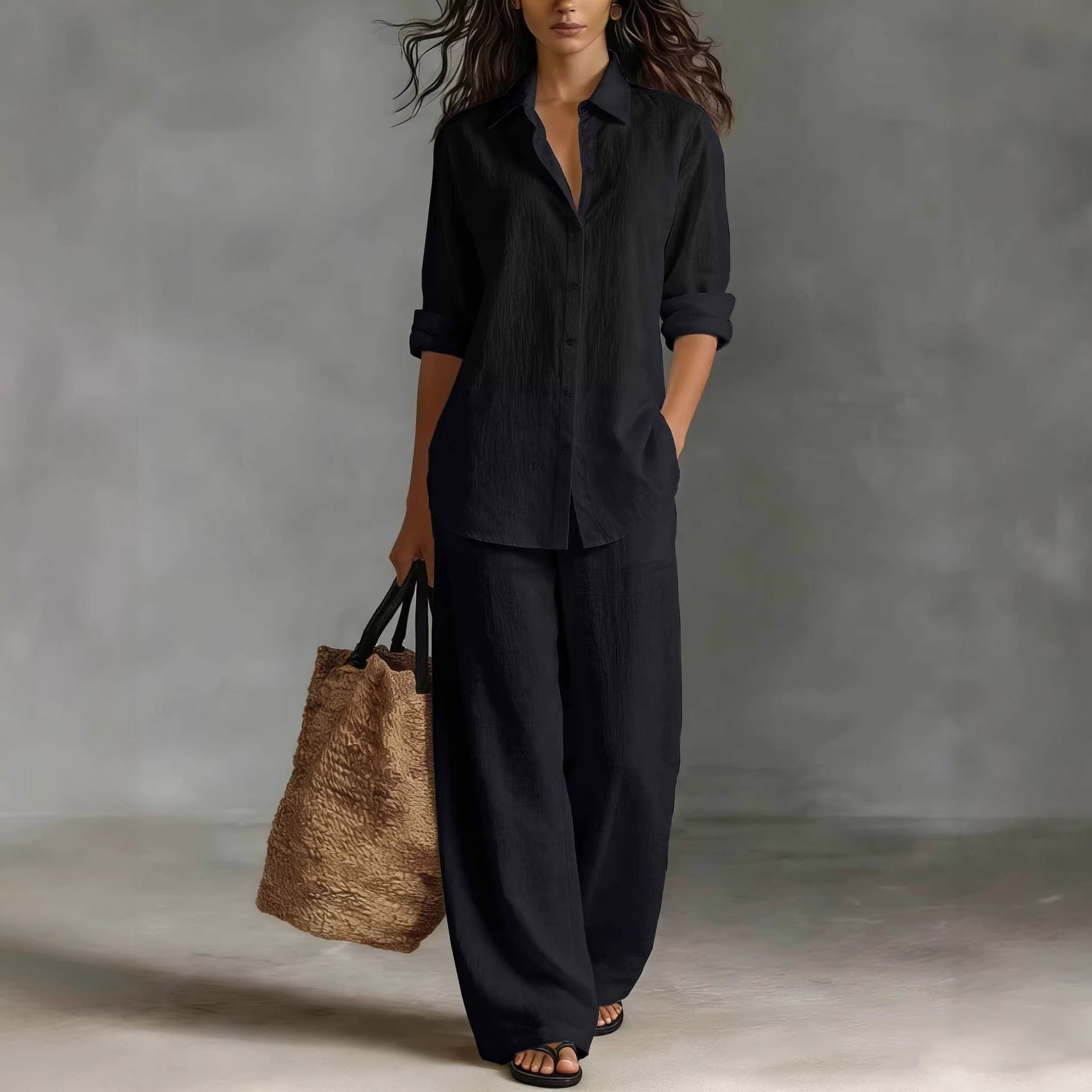 Women's bohemian cotton-blend top and pants set from FitiqueFit, casual resort lounge co-ord in relaxed, stylish design.