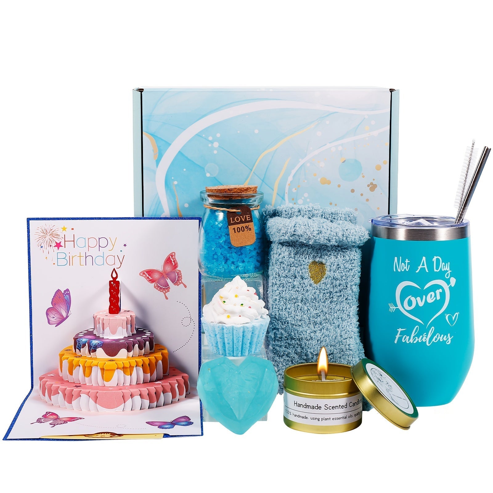 Lavender spa gift basket from Trendy Attic Store01 with self-care products for women, including lavender-scented items and beauty essentials.