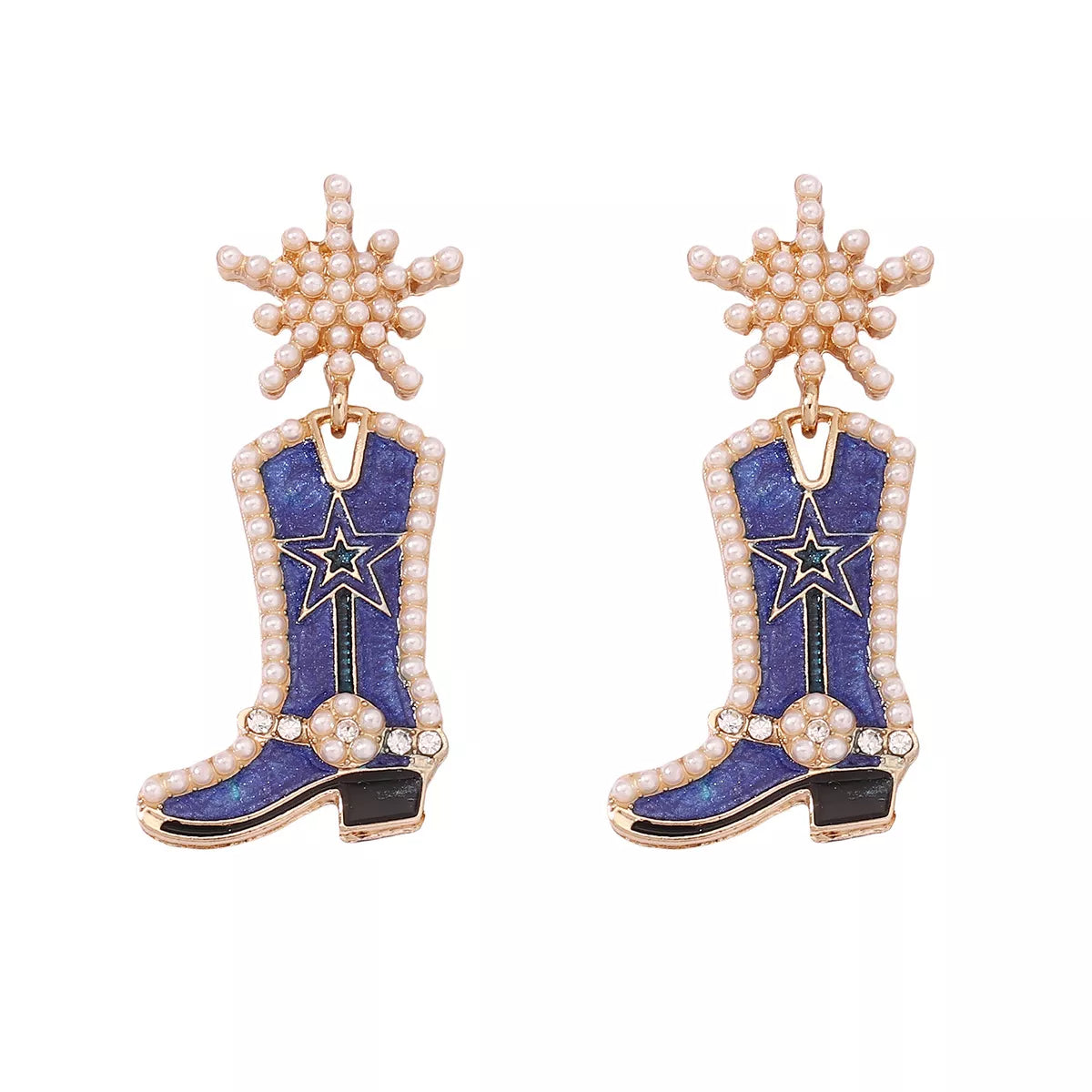 Cowgirl boot-shaped dangle earrings by Shopimist featuring Western-style jewelry with detailed cowboy boot design.