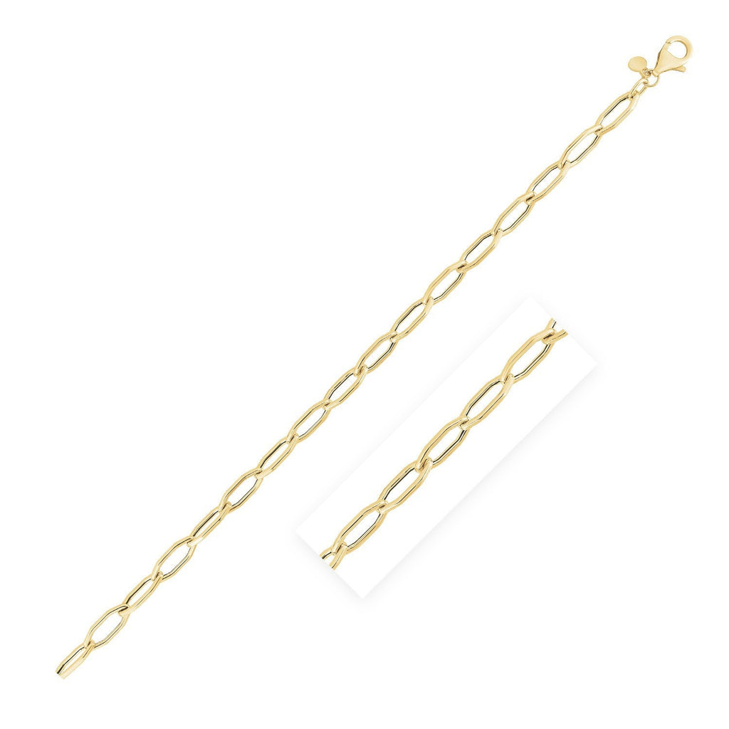 14k yellow gold high polish hexagon link bracelet with 5.0mm links, showcasing a sleek and shiny design.