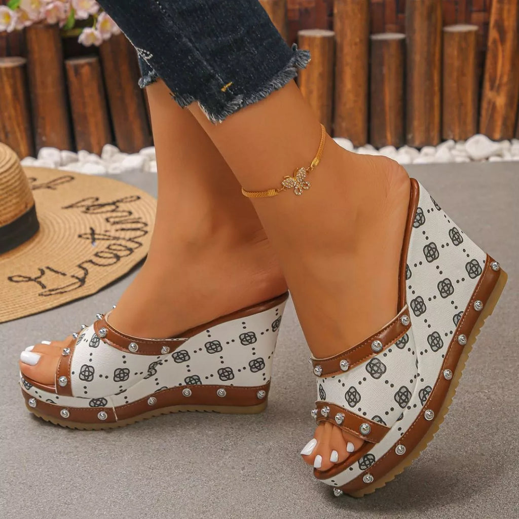Shopimist peep toe wedge sandals with open toe design and chunky heel, perfect for stylish summer and spring outfits.