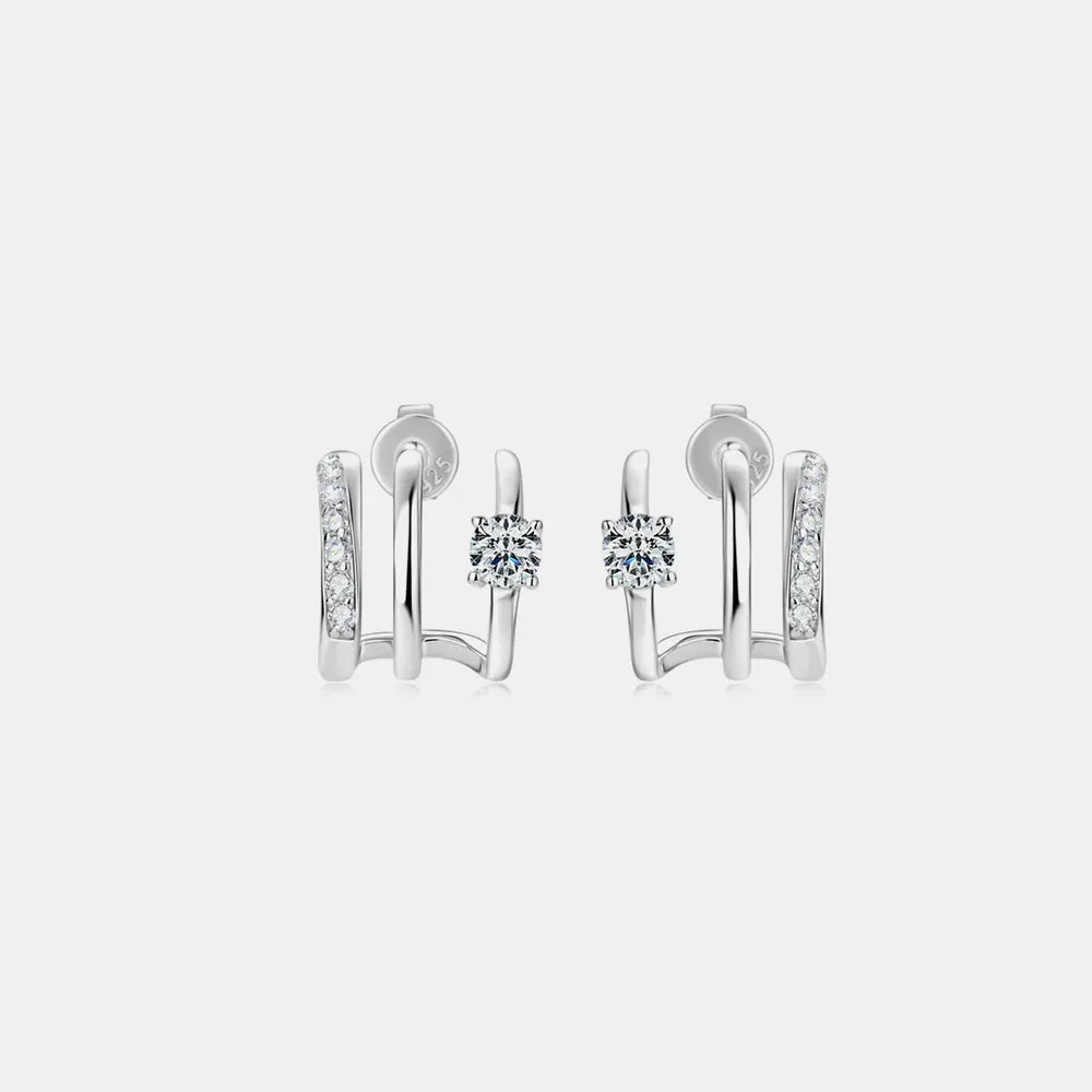 925 sterling silver moissanite earrings with sparkling stones, elegant jewelry piece from Plush Fashion Hub.