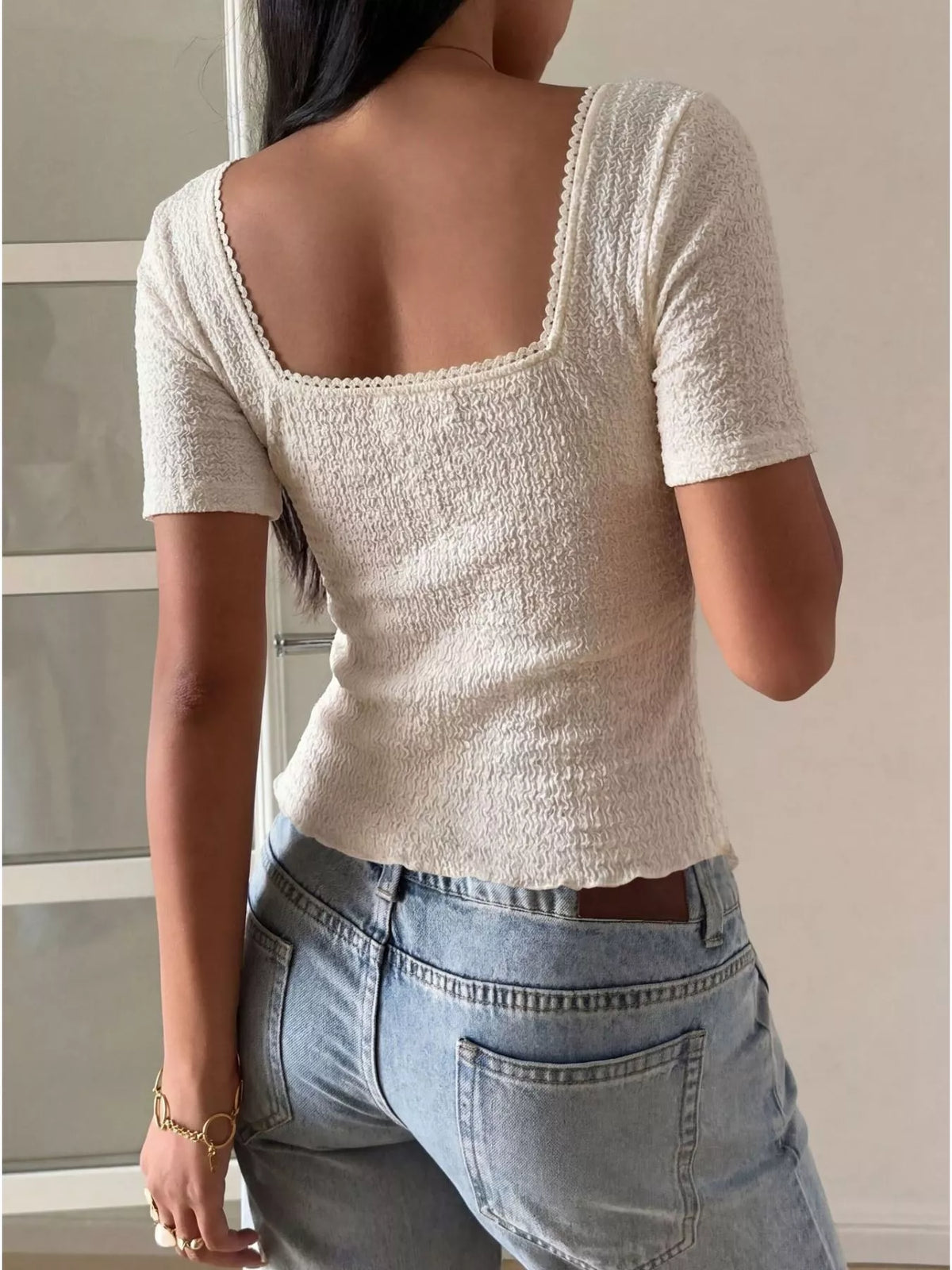 Sweetheart neck layered ruffle top by Plush Fashion Hub, featuring feminine ruffle details and a stylish layered design.