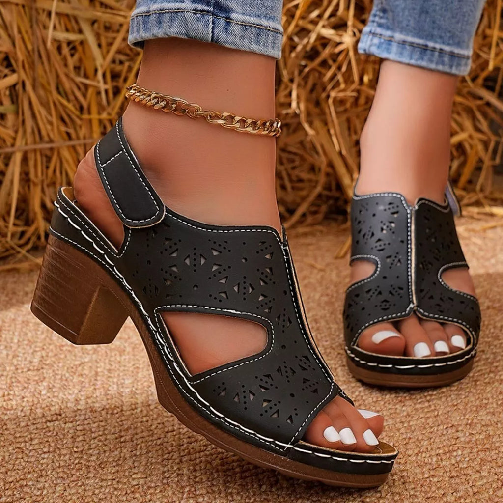 Shopimist open toe block heel sandals with stylish straps and a sturdy heel, perfect for casual or dressy summer outfits.