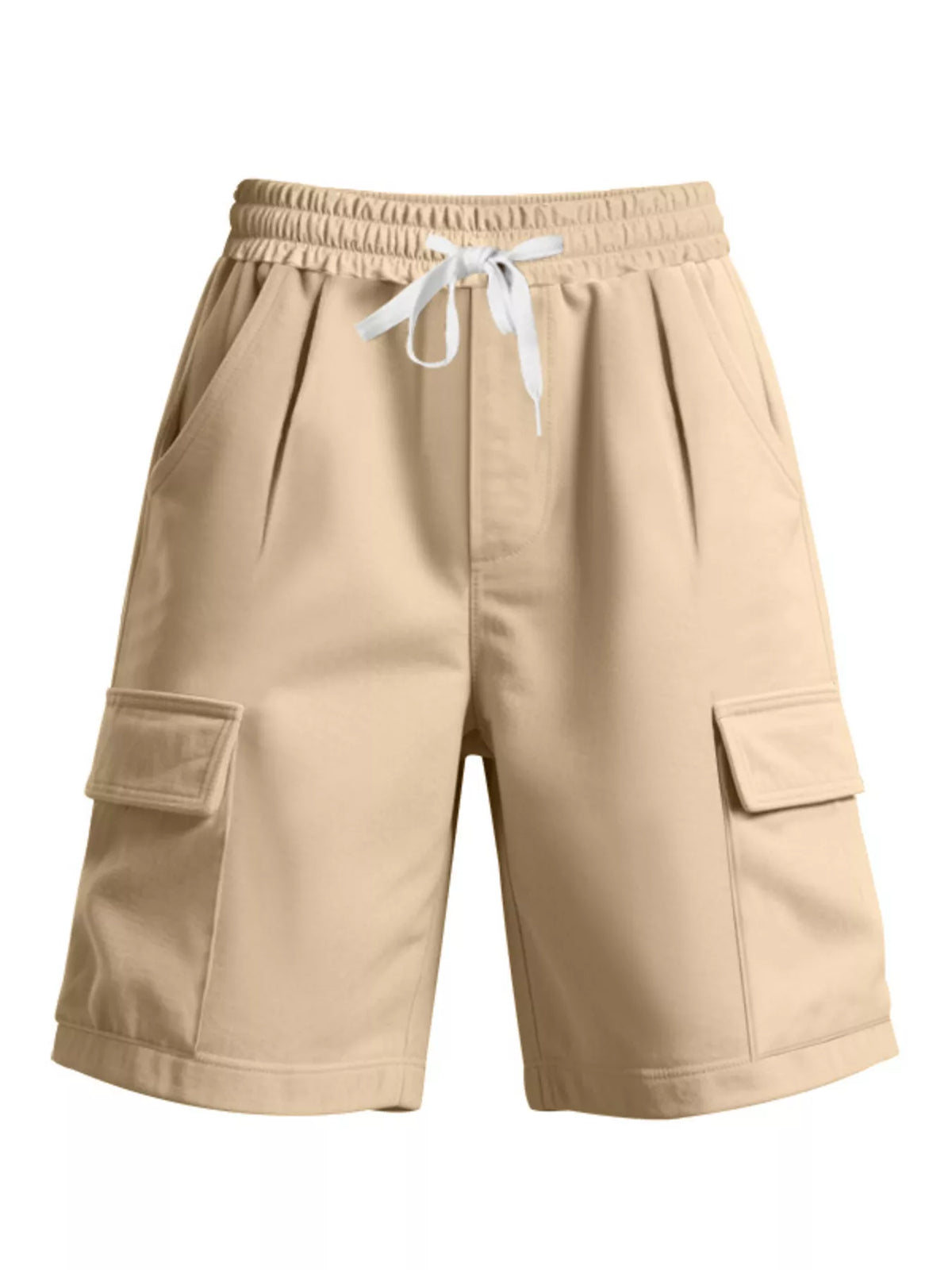Plus size men's drawstring pocketed shorts by Plush Fashion Hub, featuring a comfortable fit and casual style.