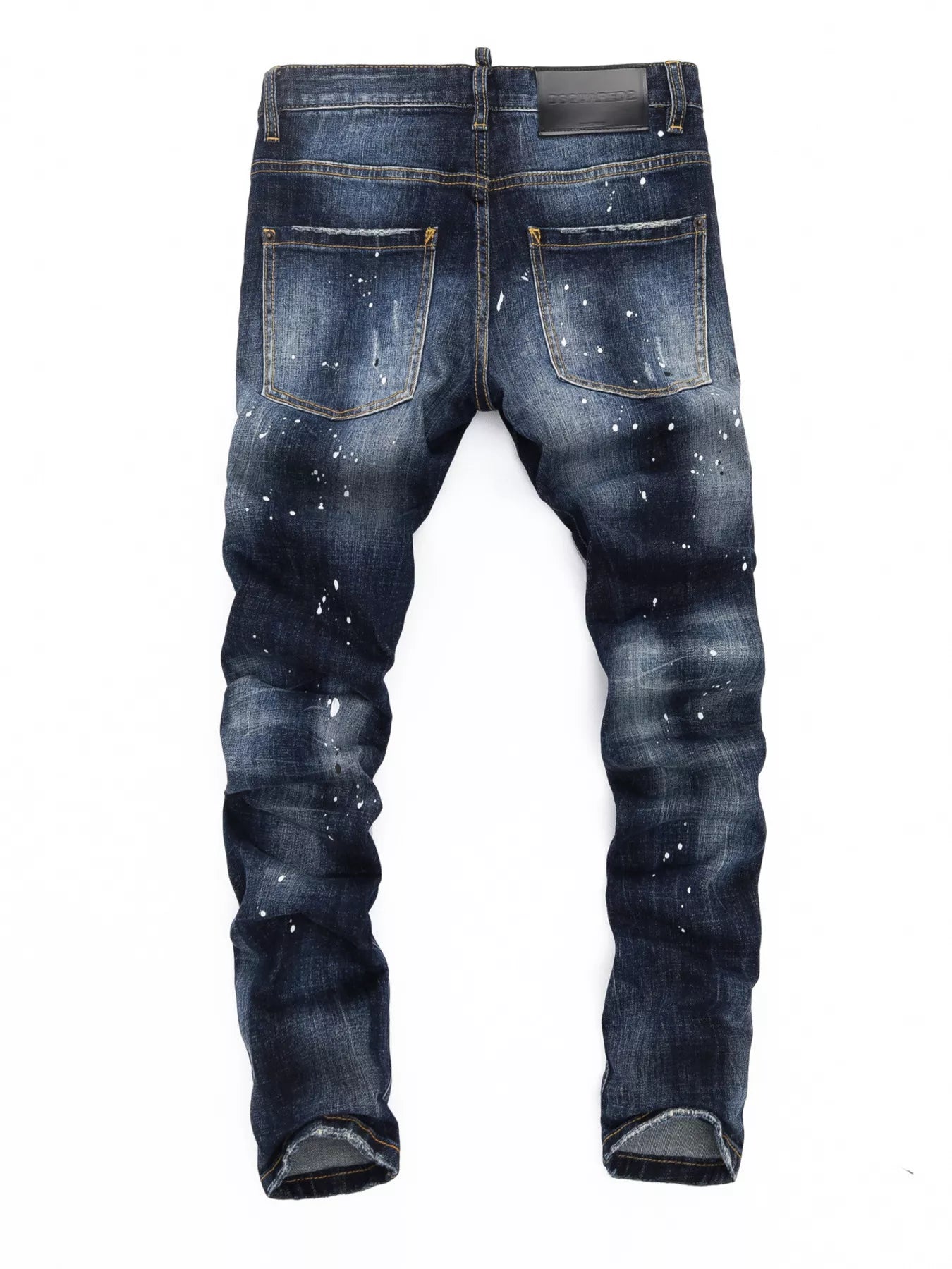 Men's distressed slim fit jeans by Trendsi, showing faded denim with rips and a modern slim silhouette.
