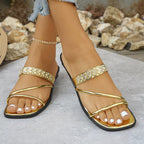 Rhinestone embellished flat sandals by Shopimist featuring sparkling rhinestones and a comfortable flat sole.