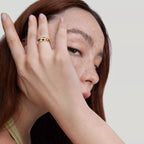 Colorful zircon ring with 18K gold-plated finish from Shopimist, featuring vibrant gemstone accents and a stylish band design.