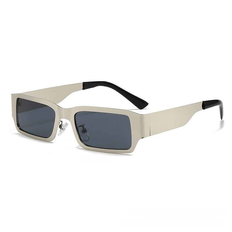 Plush Fashion Hub metal frame UV protection fashion sunglasses with tinted lenses, stylish eye wear for sun protection.