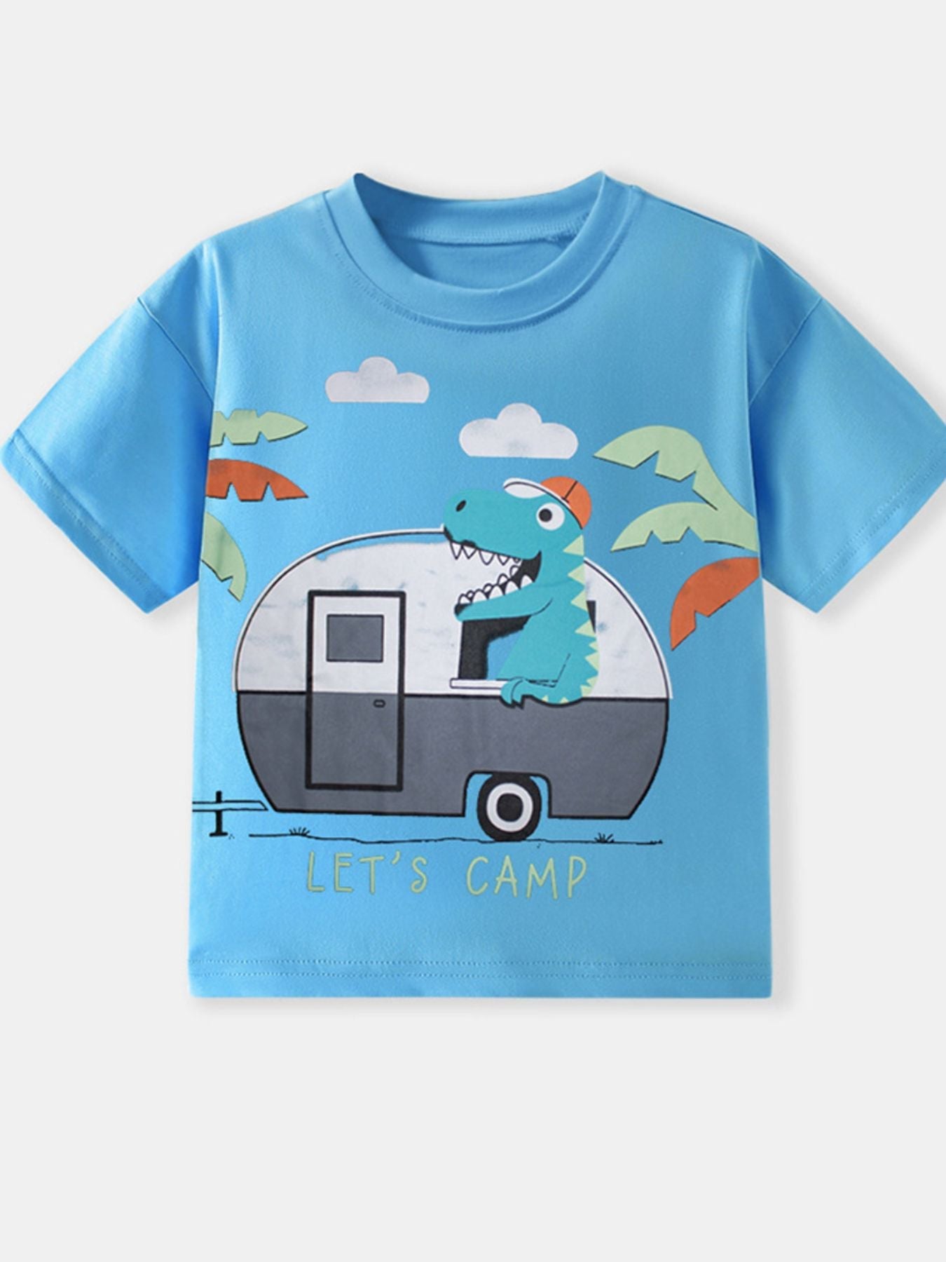 Children's Dinosaur Round Neck Short Sleeve T-Shirt - Plush Fashion Hub