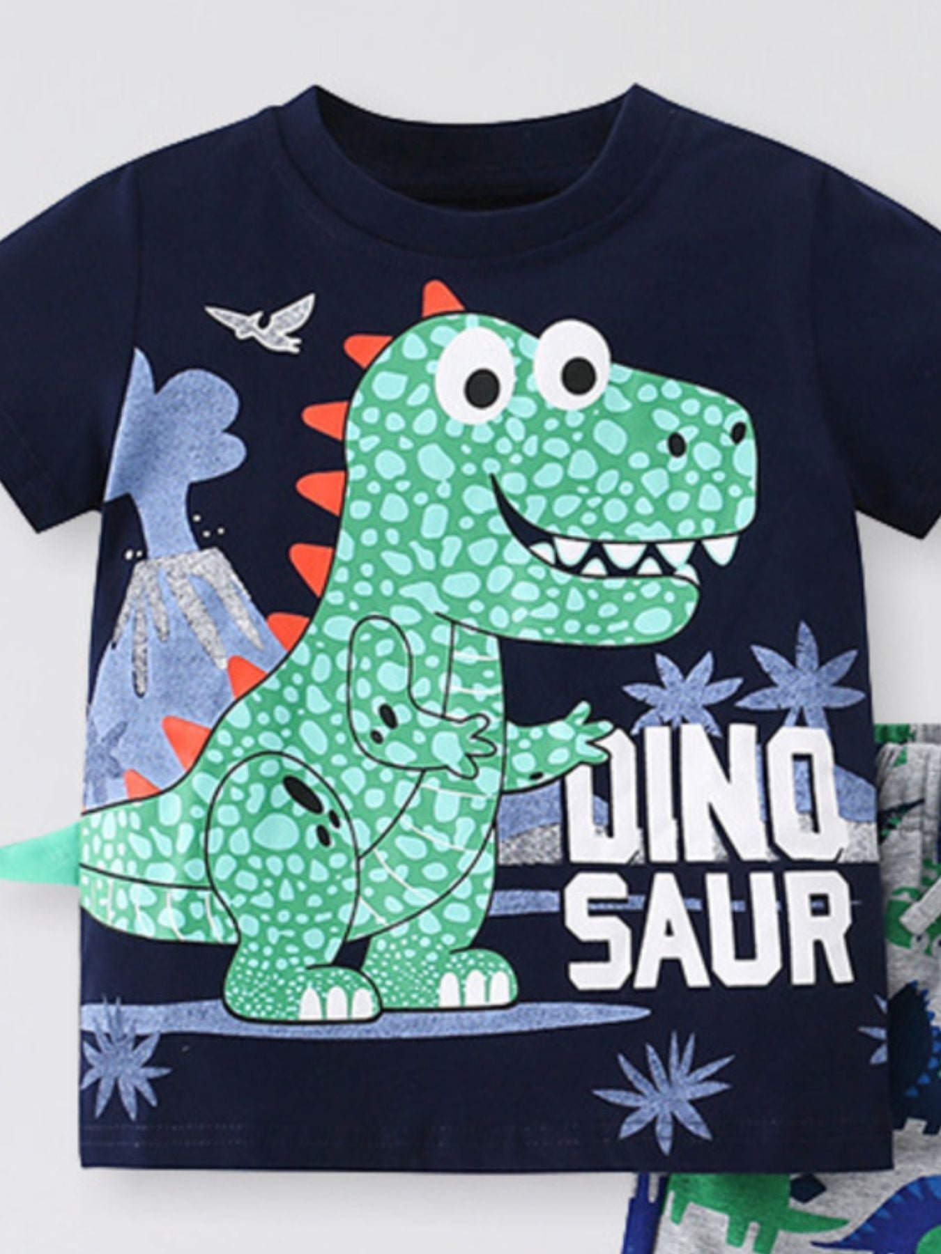 Children's Dinosaur Short Sleeve Tee and Shorts Set - Plush Fashion Hub