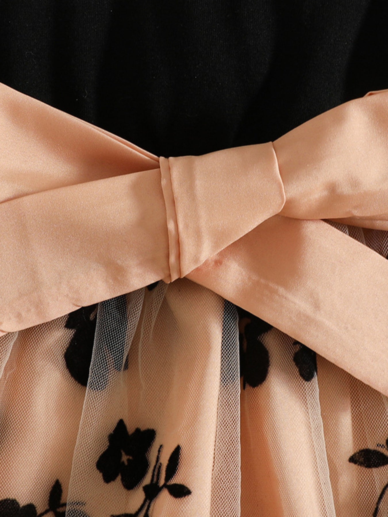 Children's Floral Print Mesh Bowknot Toddler Dress - Plush Fashion Hub