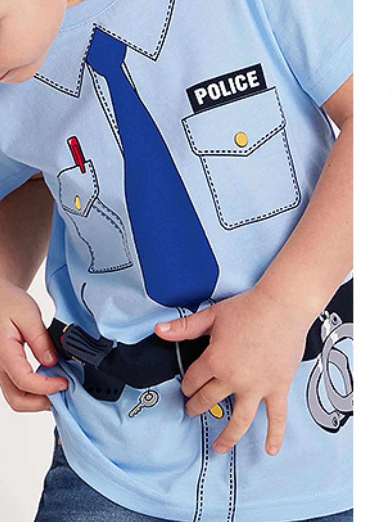 Children's Police Officer Graphic Short Sleeve T-Shirt - Plush Fashion Hub