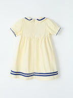 Children's Sailor Collar Puff Sleeve Casual Dress - Plush Fashion Hub