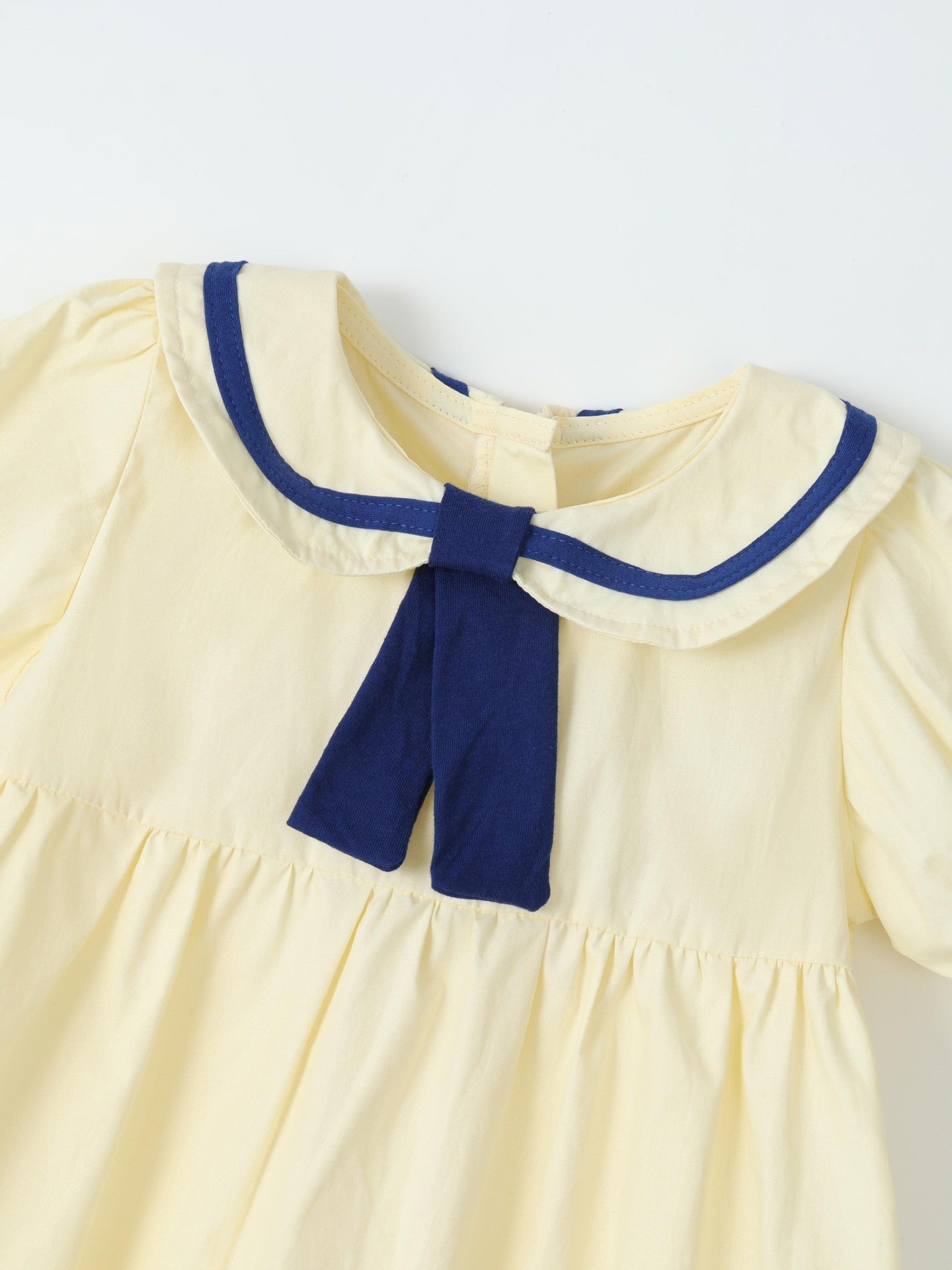 Children's Sailor Collar Puff Sleeve Casual Dress - Plush Fashion Hub